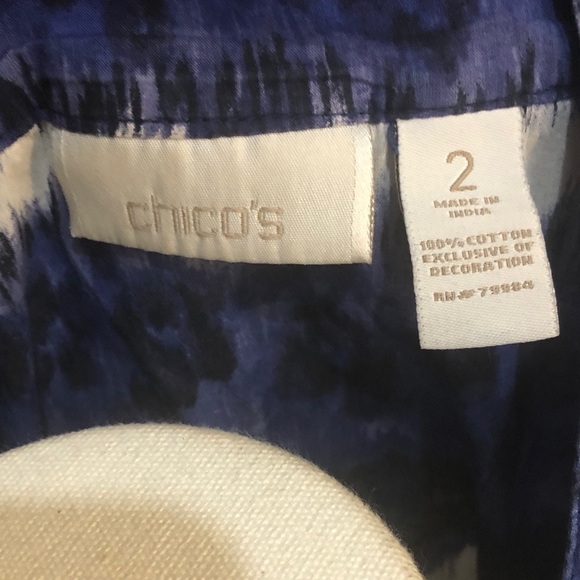 Chico's Navy and White Tunic with Patterned Design - Picture 2 of 9